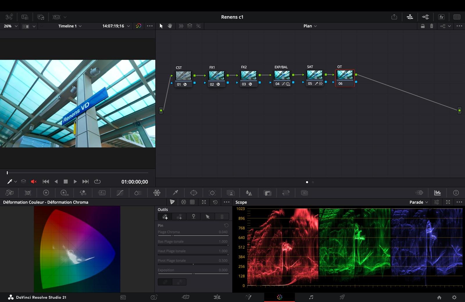 Déformation chroma dans DaVinci Resolve